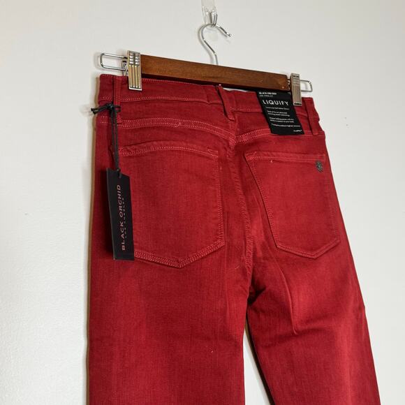 Black Orchid Lara Lace-Up Red Skinny Jeans 5-Pocket Women Size 26 NWT - Picture 6 of 9